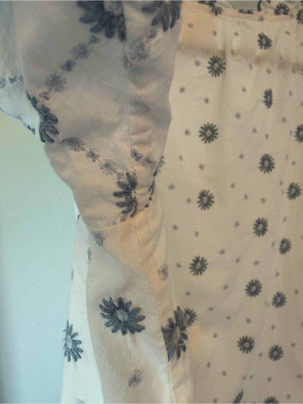 Sezane Kellia Shirt Blue Ecru Daisies - Size 12/44 - Picture 5 of 9